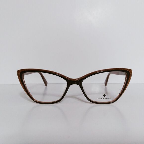 Womens Seraphin Brown Starlight Cat Eyeglasses Frames 54-17-140 Handmade Japan - Picture 2 of 9